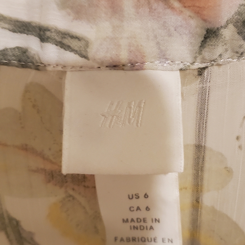 H&M Floral Sheer Dress With Full Length White Slip Dress-Yellow& White Sz.6 - Picture 6 of 7